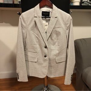 Banana Republic Cotton Blazer, White and Gray Striped, Women’s size 4